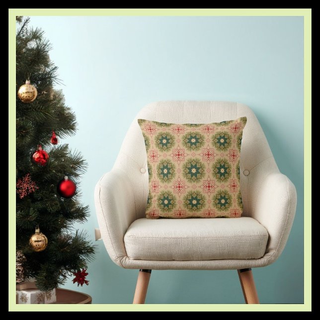 Coussin Style Vert Beige Rustique Vintage (Créateur téléchargé)