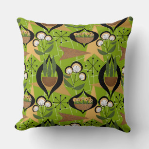 Coussin Style Vert Du Milieu Du Siècle   Plantes dans les