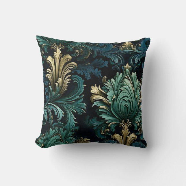 Coussin Style victorien formes ornementales bleu profond v (Recto)