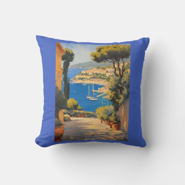 Coussin Style vintage Côte d'Azur (Recto)