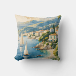 Coussin Style vintage Côte d'Azur Voyage en France
