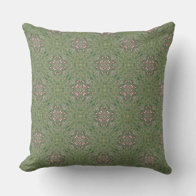 Coussin Style vintage Patchs vert clair et rose (Recto)