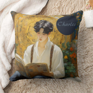 Coussin Style Vintage romantique Art de la lecture de garç