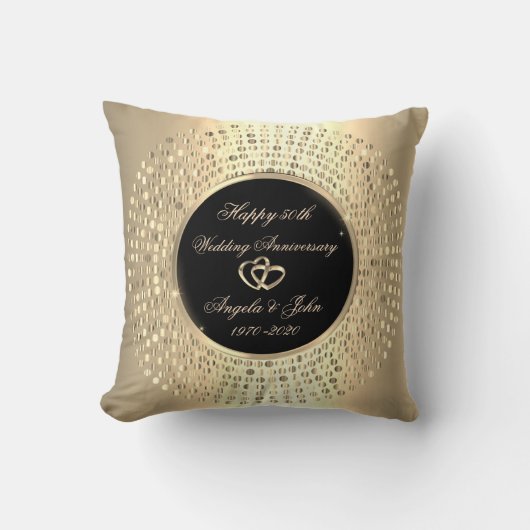 Coussin Stylish Chic Points Dorés 50e Anniversaire de Mari (Recto)