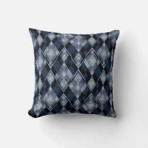 Coussin Stylish rhombique classique bleu gris tendance tex
