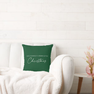 Coussin Stylo à encre calligraphie minimaliste Noël vert