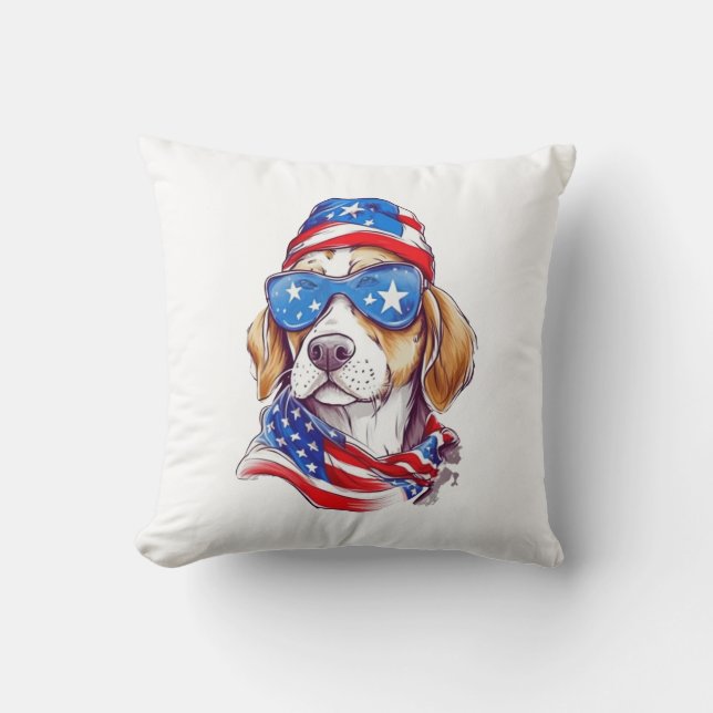 Coussin Sublimation de chien du 4 juillet-66361 (Recto)