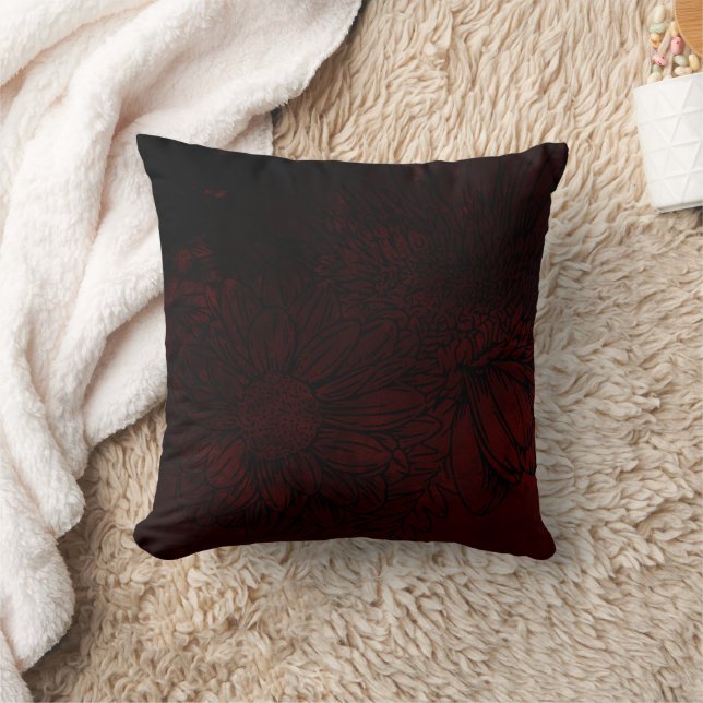 Coussin Subtle Floral on Deep Dark Burgundy Urban Grunge (Couverture)