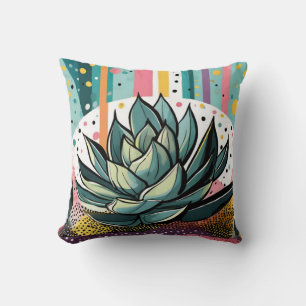 Coussin Succulent plante avec points colorés