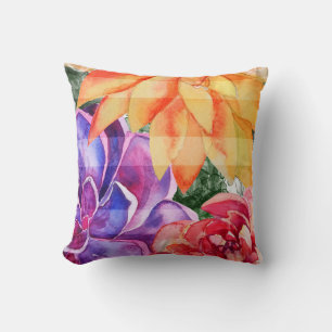 Coussin Succulentes audacieuses vives vibrantes colorées