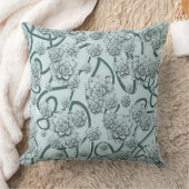 Coussin Succulents bleus à la menthe sur les treillis vert (Couverture)