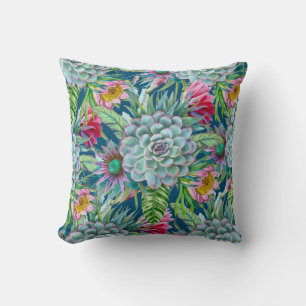 Coussin Succulents Echeveria Cactus Motif
