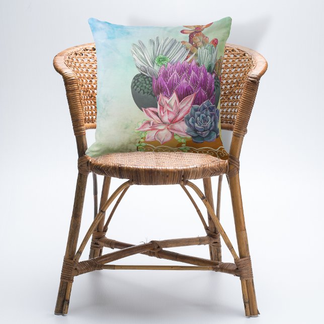 Coussin Succulents en pot céramique Boho (Créateur téléchargé)