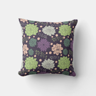 Coussin Succulents pourpres Motif Floral Fabric