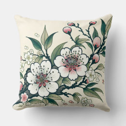 Coussin Succursale vintage en fleurs de cerisier
