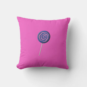 Coussin Sucette bleue torsadée avec du rose