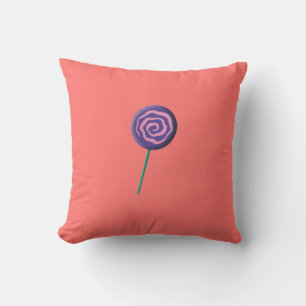 Coussin Sucette violette torsadée avec du rose
