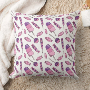 Coussin Sucettes de bonbons roses et violettes mignonnes