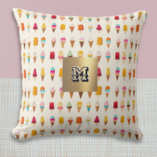 Coussin Sucettes de Glace Monogrammées Motif Rétro Mignonn