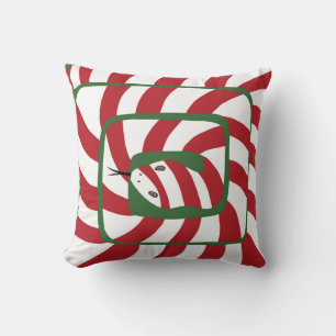 Coussin Sucre de canne amusant Serpent Abstrait rayé rouge