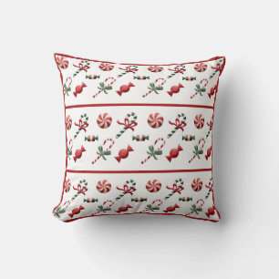 Coussin Sucre de canne de Noël Rouge Blanc traditionnel
