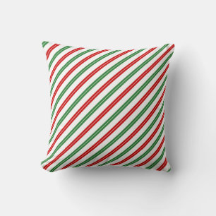 Coussin Sucre de canne Noël rayures Rouge Vert