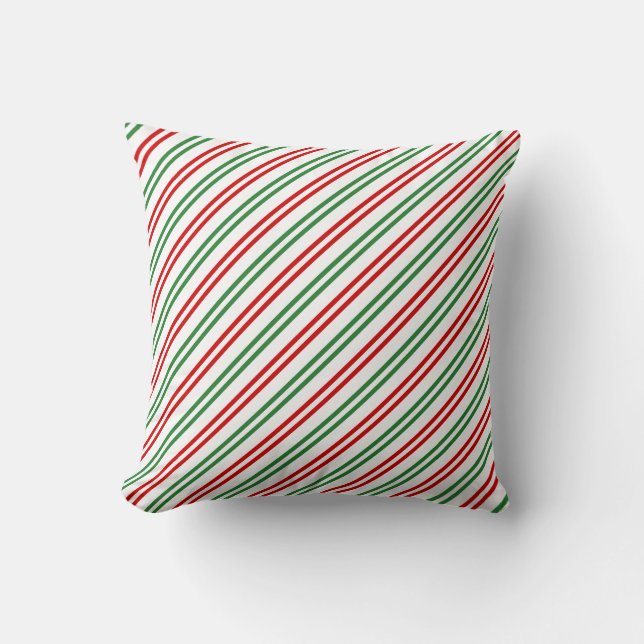 Coussin Sucre de canne Noël rayures Rouge Vert (Recto)