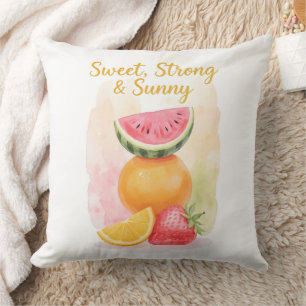 Coussin Sucré, fort et ensoleillé - Aquarelle Fruit
