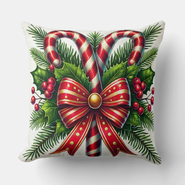 Coussin Sucres de canne Festive avec Holly (Recto)