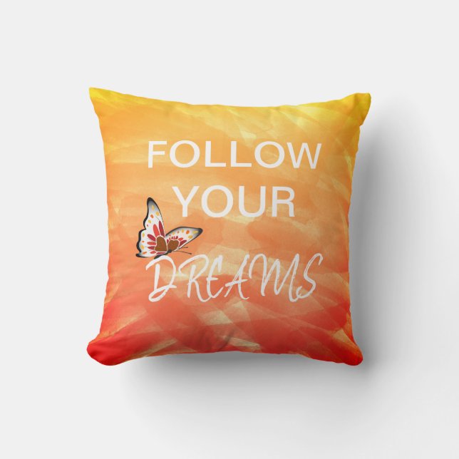 Coussin Suivez vos rêves Aquarelle Papillon Inspirer (Recto)