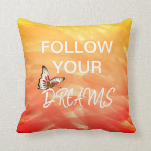 Coussin Suivez vos rêves Aquarelle Papillon Inspirer