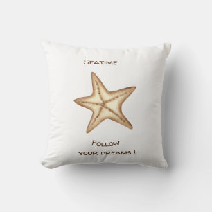 Coussin Suivez vos rêves aquarelle Seatime Étoile de mer
