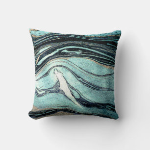 Coussin Suminagashi, Art marbré japonais.