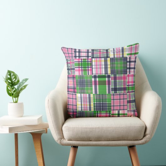 Coussin Summer Madras Plaid Preppy Patchwork (Chaise)