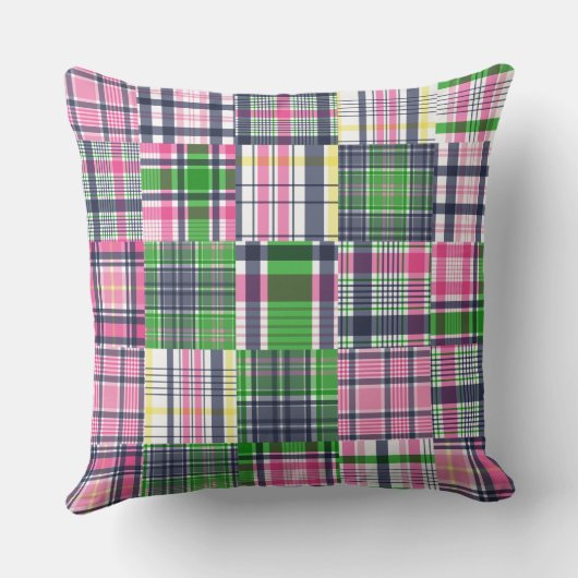 Coussin Summer Madras Plaid Preppy Patchwork (Verso)