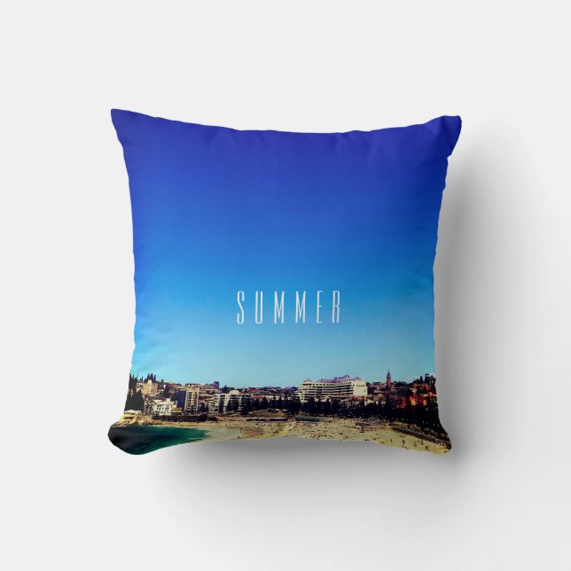 Coussin Summer Sky Beach Océan Bleu Belle (Recto)