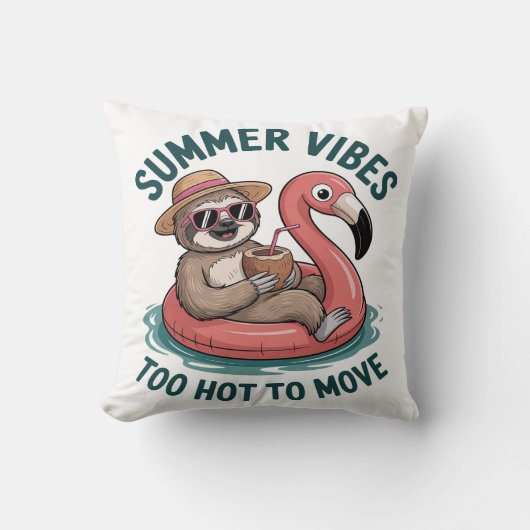 Coussin Summer Vibes Sloth Funny Lazy Float (Recto)