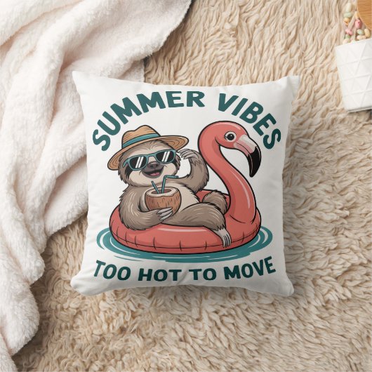 Coussin Summer Vibes Sloth Funny Lazy Float 2 (Couverture)