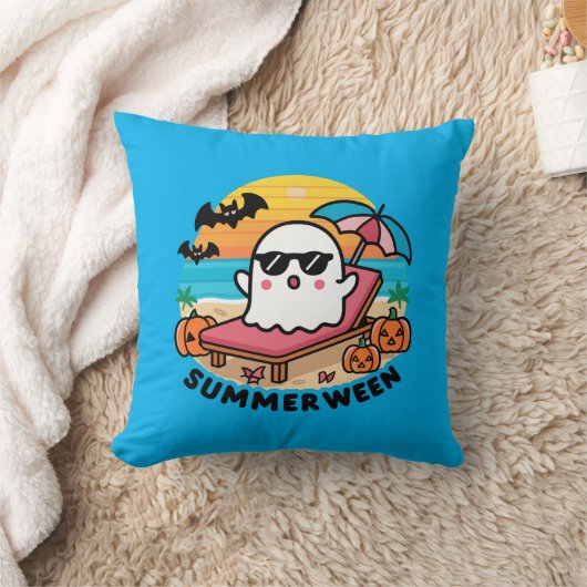 Coussin Summerween - fantôme sur le lit (Couverture)