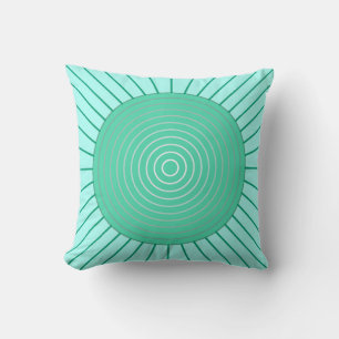 Coussin Sunburst géométrique moderne - Aqua et Seafoam Gre