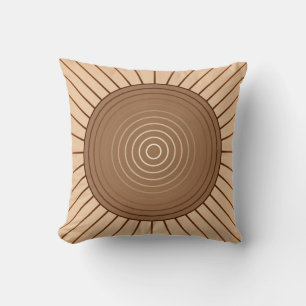Coussin Sunburst géométrique moderne - Brown et Tan
