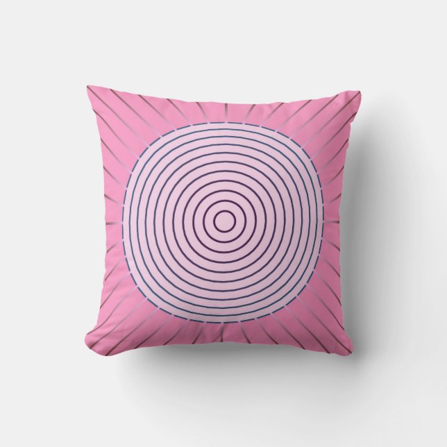 Coussin Sunburst géométrique moderne - Nuances de rose (Recto)
