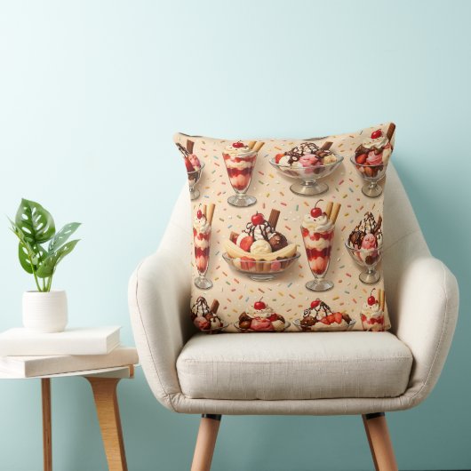 Coussin Sundae de glace d'indulgence et banana split (Chaise)