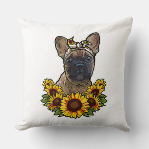 Coussin "Sunflower Decor Frenchie For Dog Lover Mama Dog D