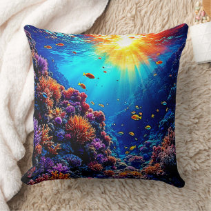 Coussin Sunlit Coral Reef Wonderland