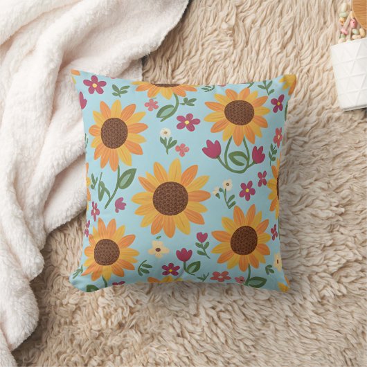 Coussin Sunny Sky Sunflower Meadow (Couverture)