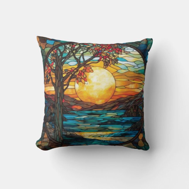 Coussin Sunset Autumn Scene Throw Pillow (Recto)