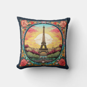 Coussin Sunset Paris Tour Eiffel Paris Français Floral