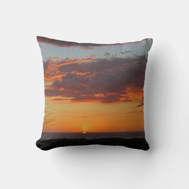 Coussin Sunset Photo Bright Orange Soirée Sky Ocean (Recto)