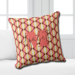 Coussin Super coloré rétro<br><div class="desc">Votre monogramme et votre prénom mettent en valeur un motif ondulé rétro coloré dans une palette de couleurs super,  cet oreiller jetable est amusant pour vous,  vos enfants,  dortoirs de collège ou offrir en cadeau. (Vous pouvez supprimer le monogramme et le prénom,  laissez simplement la personnalisation vide.)</div>